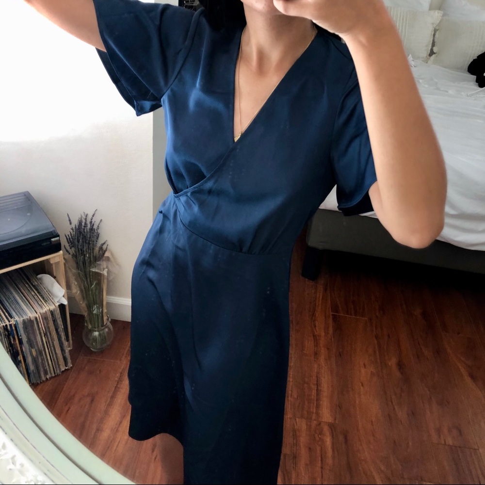 Blue Midi Wrap Dress